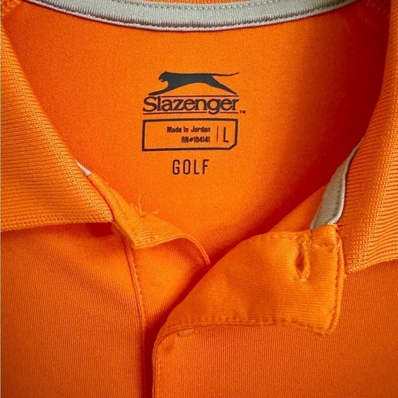 SLAZENGER, MENS GOLF SHIRT. ORANGE, SHORT SLEEVE POLO. EXCELLENT CONDITION.SIZEL - Picture 3 of 6